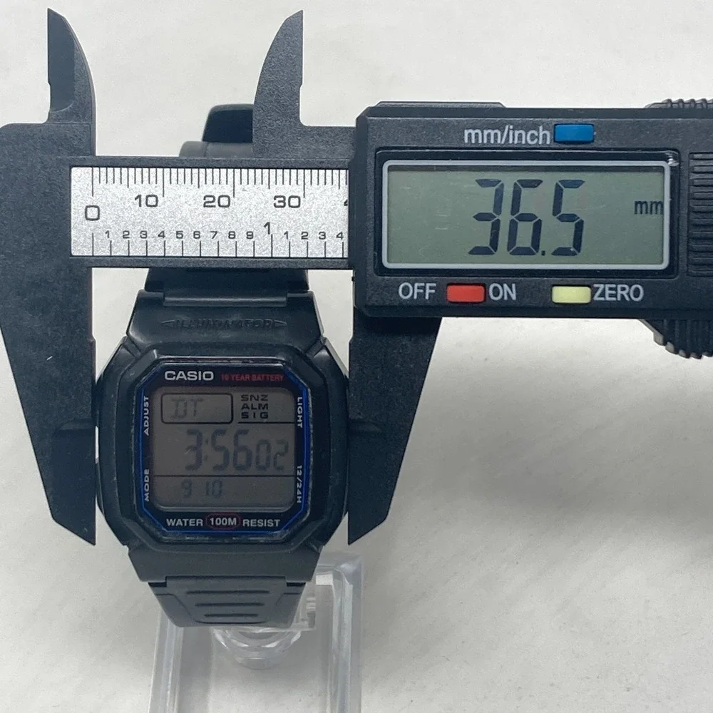 Casio Digital Watch Men 36mm Black 3240 W-800H Date Alarm Chrono Dual Time 8.5